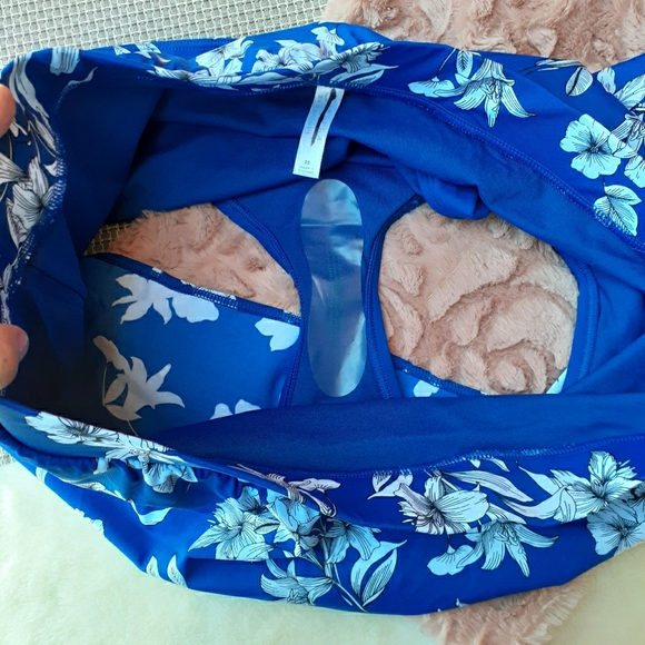 Cacique Swim Floral Surf Swimsuit Skirt Blue Tropic Flower Shaping Plus NEW - Picture 7 of 13